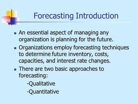 Forecasting Introduction