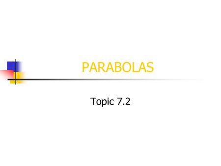 PARABOLAS Topic 7.2.