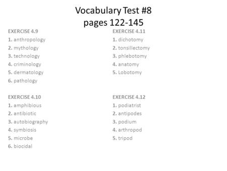Vocabulary Test #8 pages