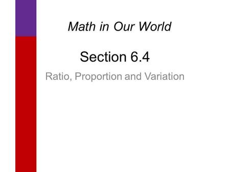 Ratio, Proportion and Variation