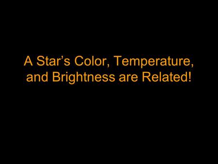 A Star’s Color, Temperature, and Brightness are Related!