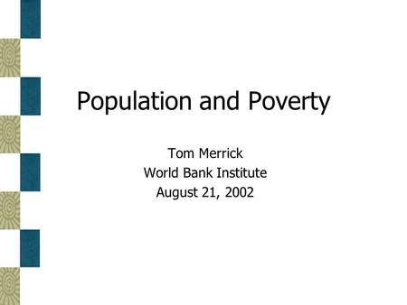 Population and Poverty