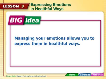 Managing your emotions allows you to express them in healthful ways.