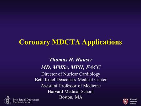 Coronary MDCTA Applications