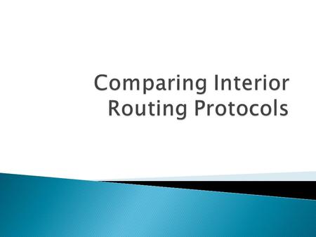  Two types  Distance Vector ◦ Examples:  RIP v1 and RIPv2 (Routing Information Protocol)  IGRP (Interior Gateway Routing Protocol)  Link State ◦