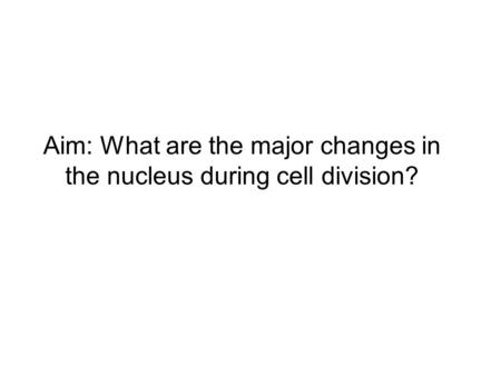 Aim: What are the major changes in the nucleus during cell division?