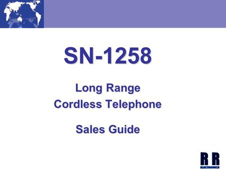 SN-1258 Long Range Cordless Telephone Sales Guide.