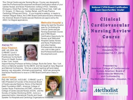 Clinical Cardiovascular Nursing Review Course