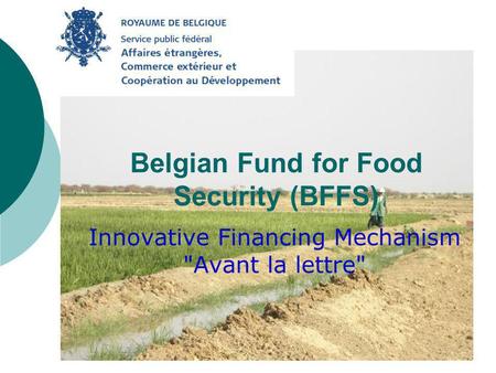 Belgian Fund for Food Security (BFFS) Innovative Financing Mechanism Avant la lettre