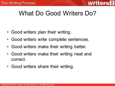 What Do Good Writers Do? Good writers plan their writing.