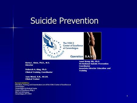 Suicide Prevention Janet Kemp RN, Ph.D.