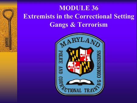 MODULE 36 Extremists in the Correctional Setting Gangs & Terrorism.