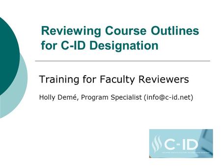 Reviewing Course Outlines for C-ID Designation