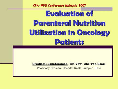 Evaluation of Parenteral Nutrition Utilization in Oncology Patients