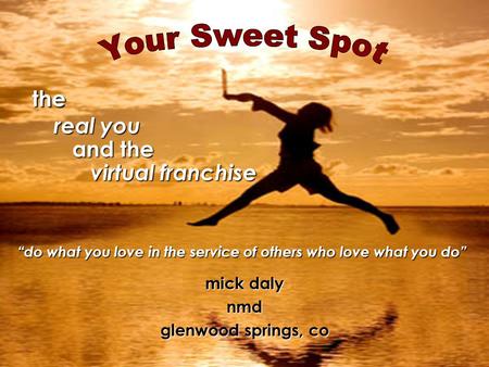 The real you and the virtual franchise “do what you love in the service of others who love what you do” the real you and the virtual franchise “do what.