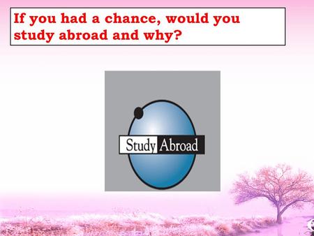 If you had a chance, would you study abroad and why?