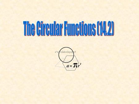 The Circular Functions (14.2)