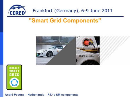 Frankfurt (Germany), 6-9 June 2011 André Postma – Netherlands – RT.1b SM components Smart Grid Components