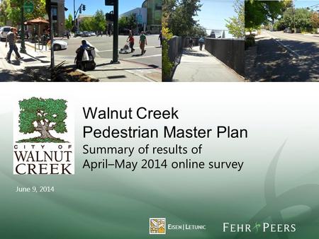 Walnut Creek Pedestrian Master Plan Summary of results of April–May 2014 online survey June 9, 2014 E ISEN |L ETUNIC.