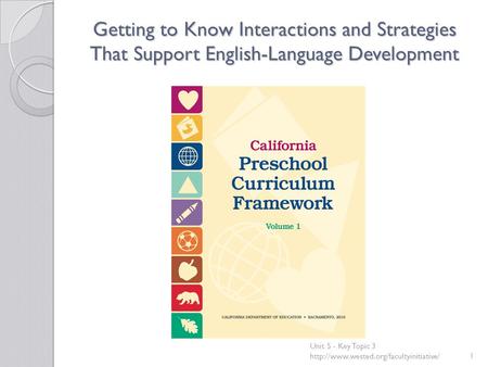 Getting to Know Interactions and Strategies That Support English-Language Development Unit 5 - Key Topic 3