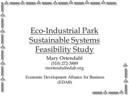 Eco-Industrial Park Sustainable Systems Feasibility Study