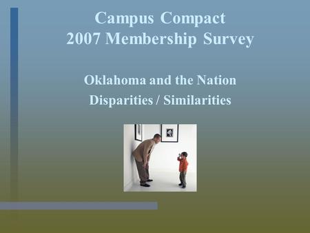 Campus Compact 2007 Membership Survey Oklahoma and the Nation Disparities / Similarities.