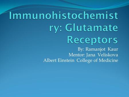 By: Ramanjot Kaur Mentor: Jana Veliskova Albert Einstein College of Medicine.