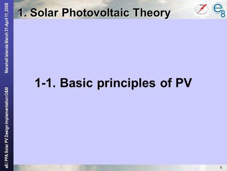 1. Solar Photovoltaic Theory