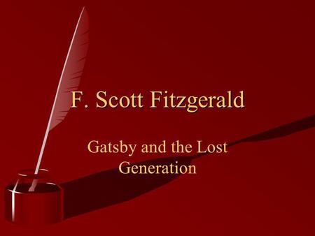 Gatsby and the Lost Generation