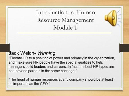 Introduction to Human Resource Management Module 1