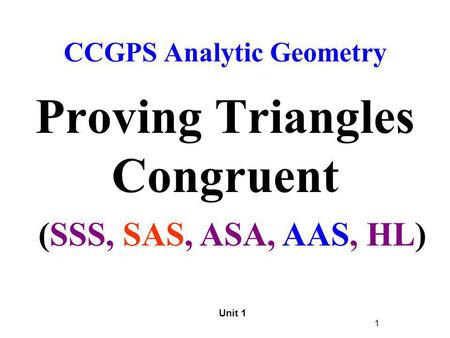 CCGPS Analytic Geometry