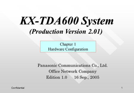 KX-TDA600 System (Production Version 2.01)