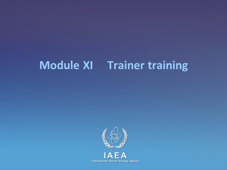 IAEA International Atomic Energy Agency Module XI Trainer training.