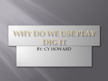 BY: CY HOWARD.  Play dig it is helping me with getting more in tuned with blogs n other information websites.