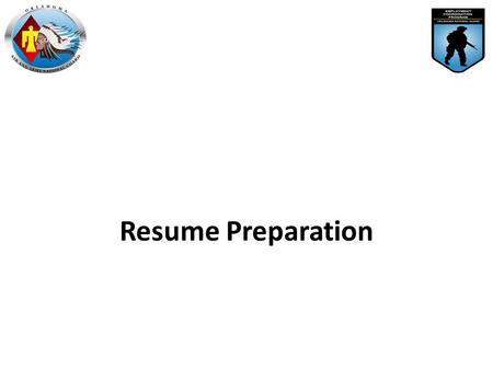 Resume Preparation. A resume is the bait that gets you in the door for an interview. no interview = no chance of getting the job! The Purpose of a Resume.