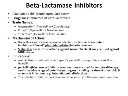 Beta-Lactamase Inhibitors