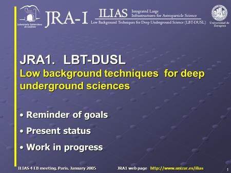 ILIAS 4 EB meeting. Paris. January 2005 JRA1 web page  1 Reminder of goals Reminder of goals Present status Present status Work.