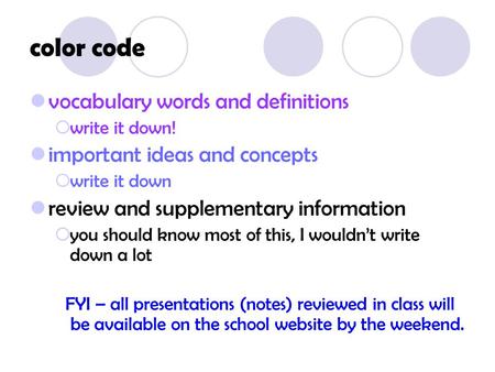 color code vocabulary words and definitions