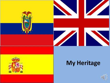 My Heritage My Ancestors We come from many places including Ecuador. Our family tree spreads across the world. In this power point you will see pictures.