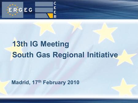 Madrid, 17 th February 2010 13th IG Meeting South Gas Regional Initiative.