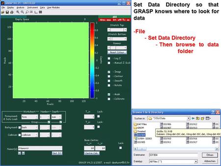 Set Data Directory so that GRASP knows where to look for data -File - Set Data Directory - Then browse to data folder.