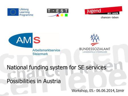 Workshop, 05.- 06.06.2014, Izmir National funding system for SE services Possibilities in Austria.