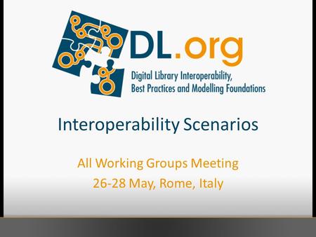 Interoperability Scenarios All Working Groups Meeting 26-28 May, Rome, Italy.