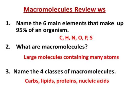 Macromolecules Review ws