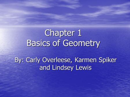 Chapter 1 Basics of Geometry