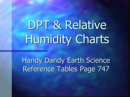 DPT & Relative Humidity Charts