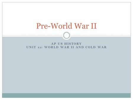 AP US History Unit 11: World War II and Cold War