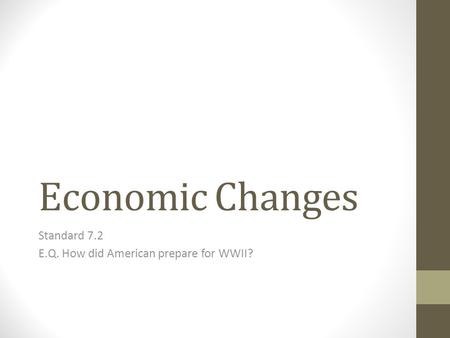 Economic Changes Standard 7.2 E.Q. How did American prepare for WWII?