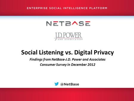 Social Listening vs. Digital Privacy Findings from NetBase-J.D. Power and Associates Consumer Survey in December 2012.