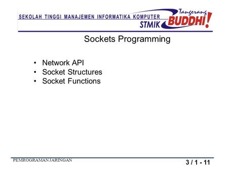 Sockets Programming Network API Socket Structures Socket Functions